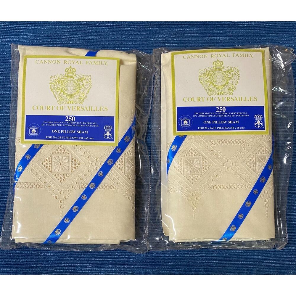 Pair NOS Cannon Royal Family Court of Versailles Pillow Sham 250 count 34B